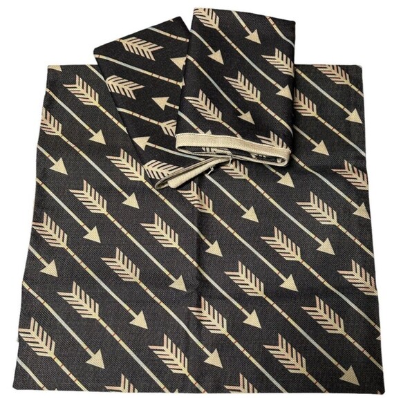 Set of 3 Black  18" x 18" Square Throw Pillow Covers Multicolor Arrow Pattern - Picture 1 of 10